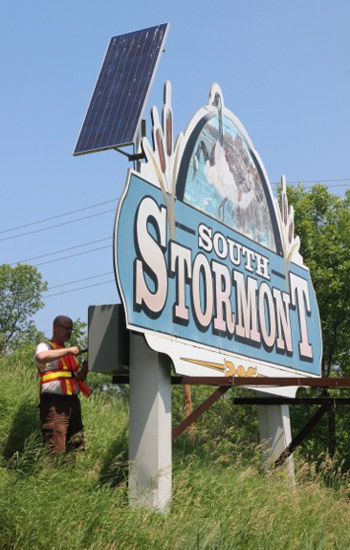 Solar powered county road sign (early model)